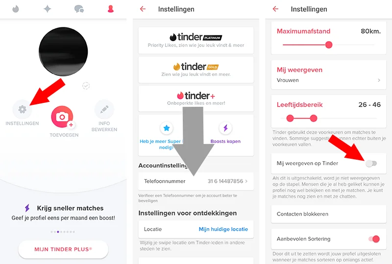 tinder verbergen