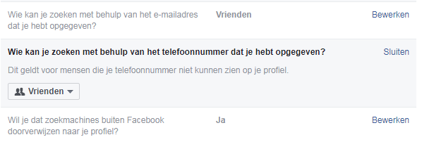 facebook instellingen