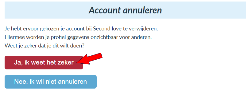 secondlove verwijderen