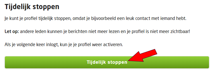 tijdelijk stoppen 50plusmatch