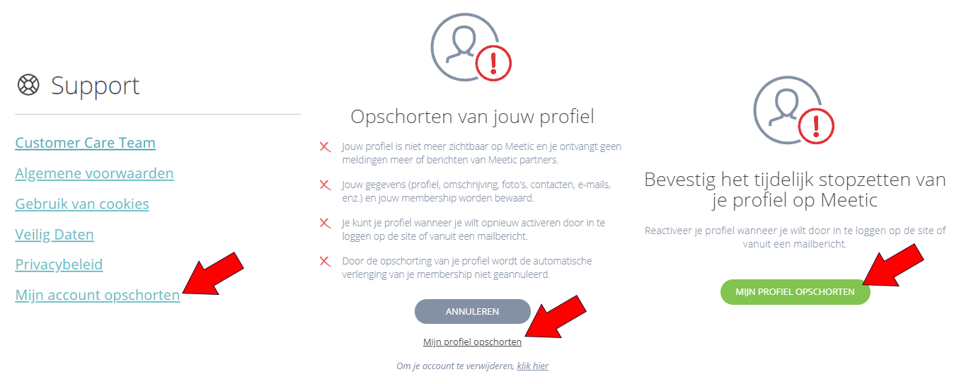 meetic opschorten stappen