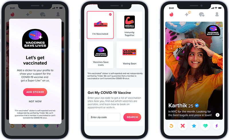 tinder vaccin