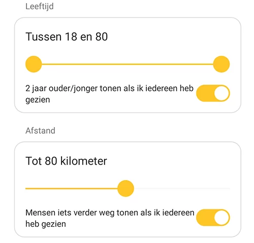bumble voorkeuren