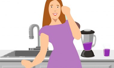 vrouw eten keuken